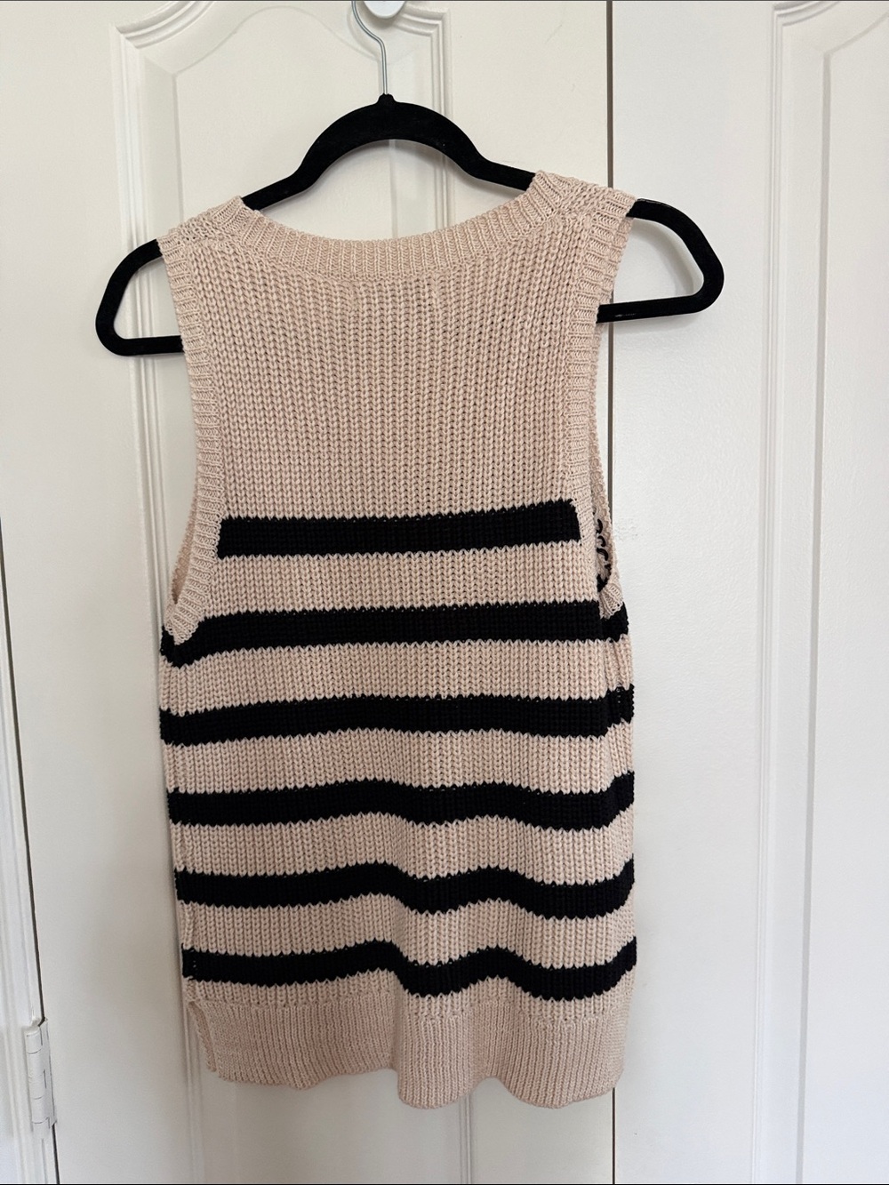 John + Jenn Striped Knit Shell in Beige and Black - Picture 3 of 3